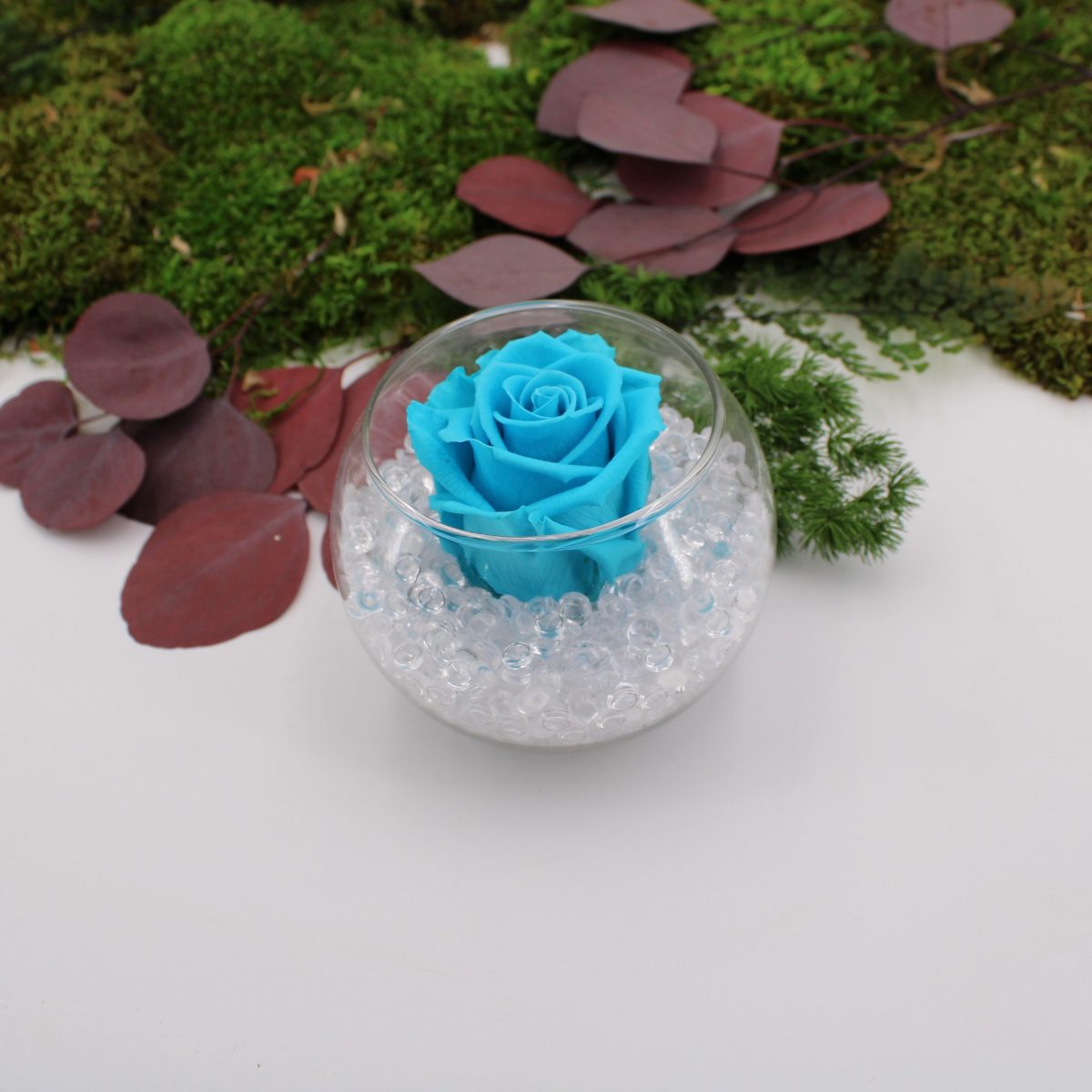 Bouton de rose éternel turquoise et perles | NATUREBULLE
