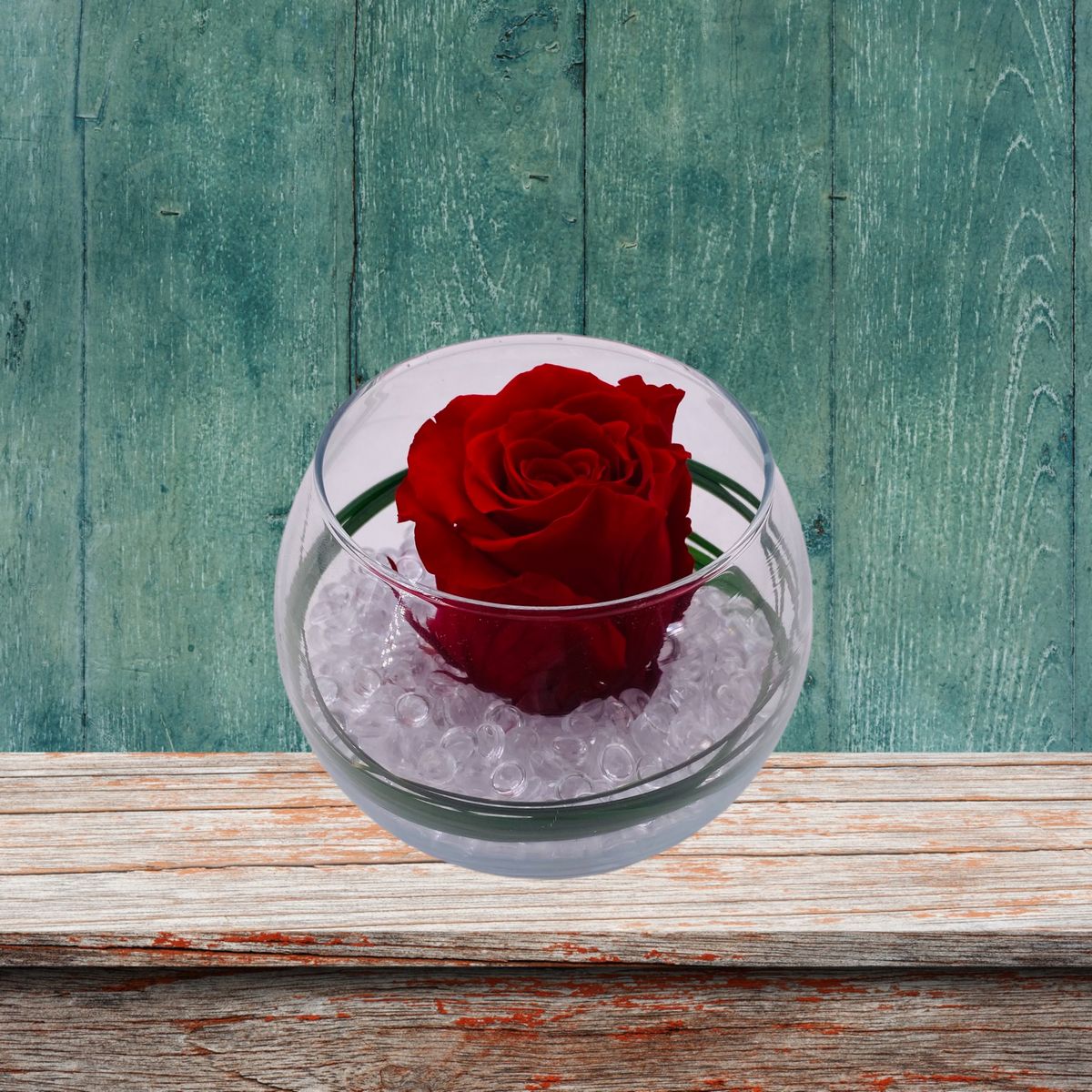 Bouton de rose éternel rouge et perles | NATUREBULLE
