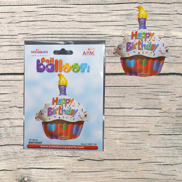Ballon gâteau happy birthday non gonflé.