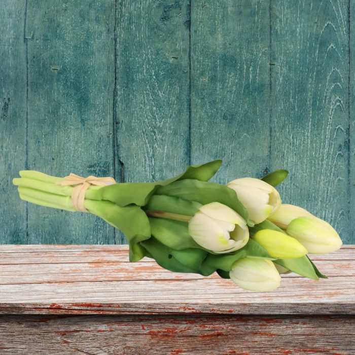 Bouquet de tulipes artificielles blanc – Image 2