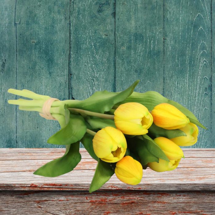 Bouquet de tulipes artificielles jaune – Image 2