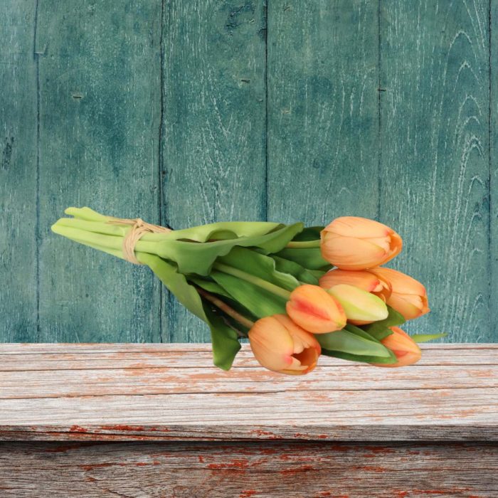 Bouquet de tulipes artificielles orange – Image 2