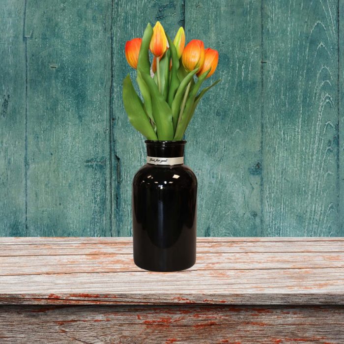 Bouquet de tulipes artificielles orange et jaune