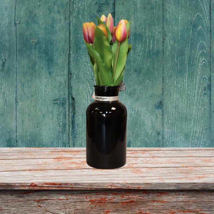 Bouquet de tulipes artificielles violet et jaune