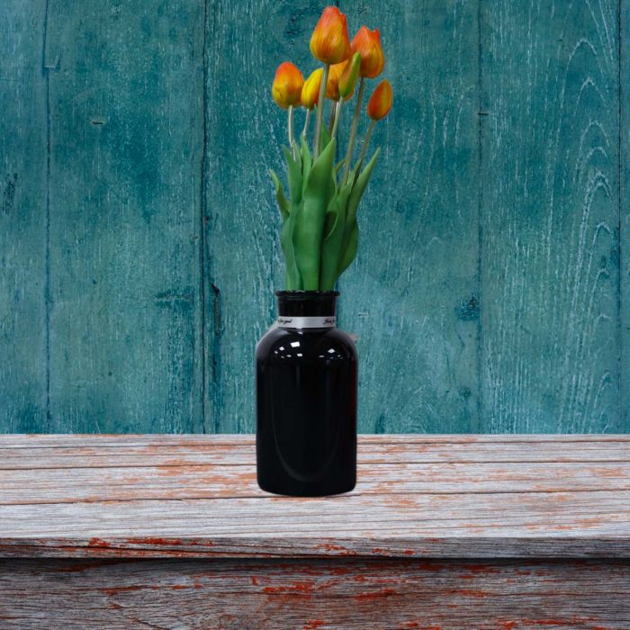 Botte de tulipes artificielles orange et jaune – Image 2