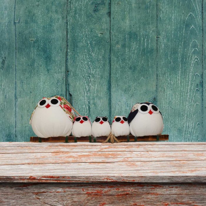 Famille de 5 chouettes