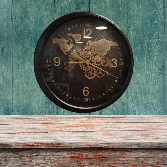 Horloge carte du monde vintage 80cm