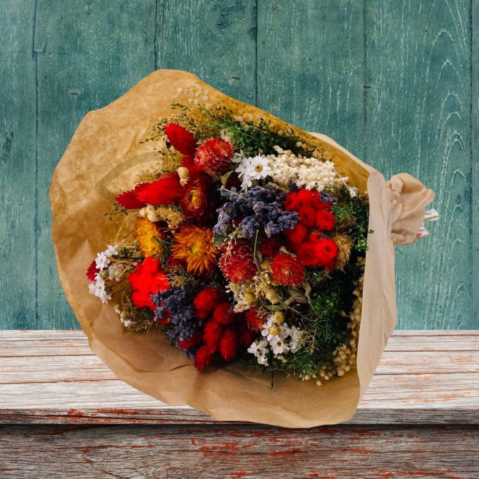 Bouquet de fleurs séchées multicolore