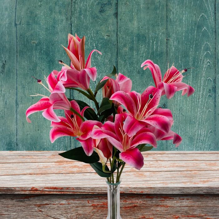 Bouquet de lys artificiel rose – Image 2