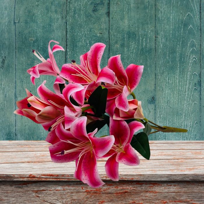 Bouquet de lys artificiel rose
