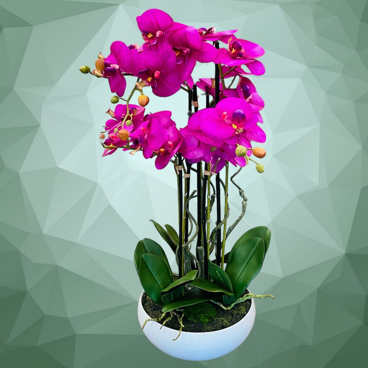 Orchidée phalaenopsis rose fuchsia artificielle 5 tiges