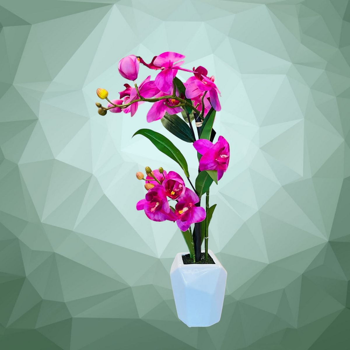 Orchidée phalaenopsis rose fuchsia artificielle 2 tiges