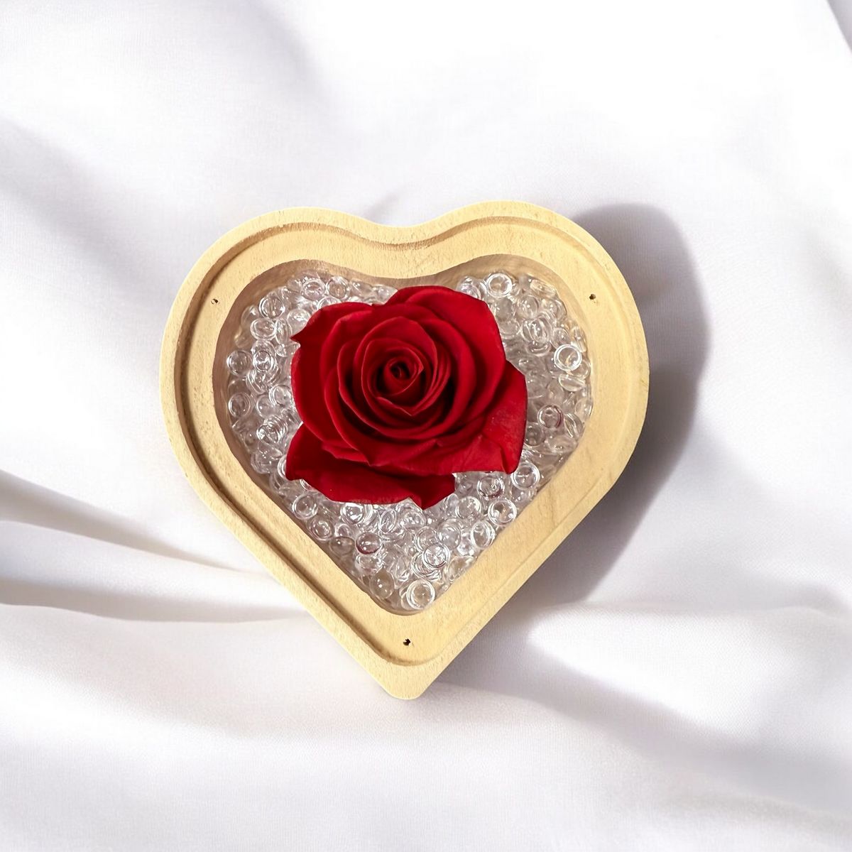 Cœur bois rose éternelle rouge